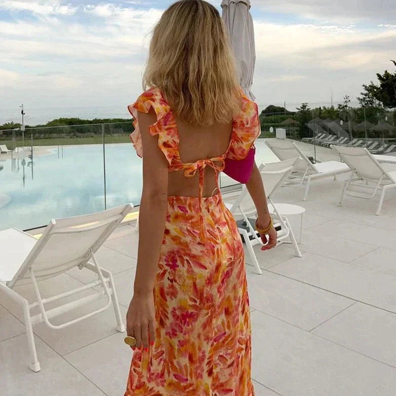 Printed dress with ruffles - Lily