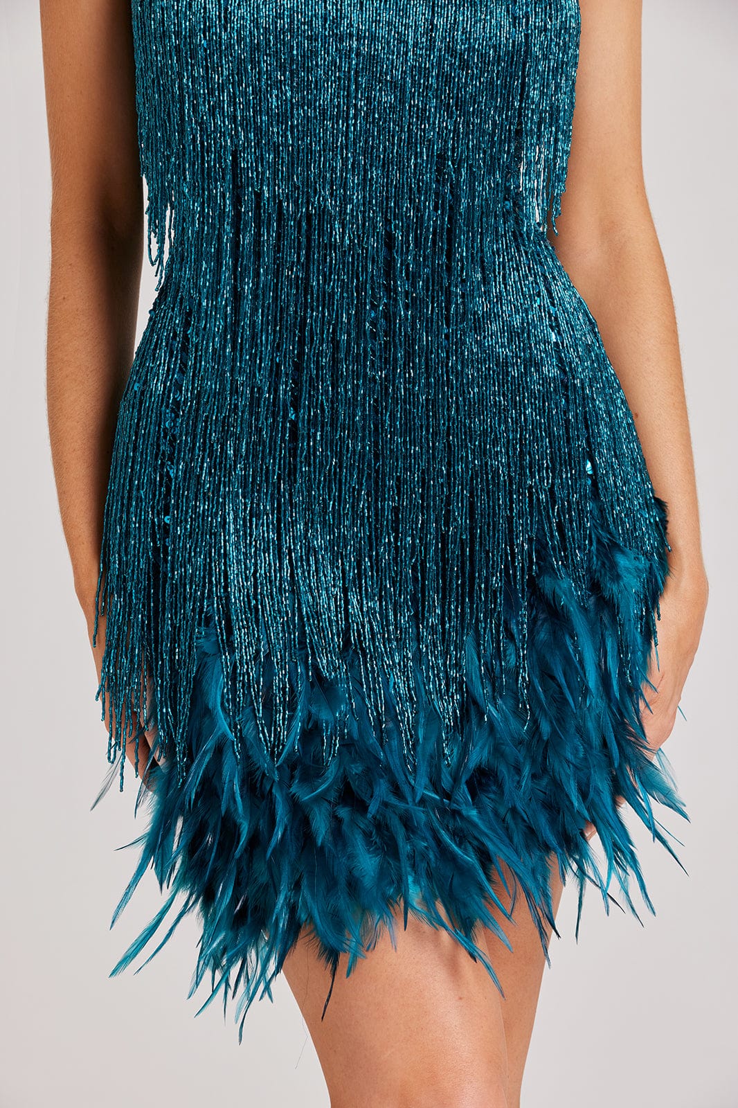 Feather dress with sequins and fringes - Camila